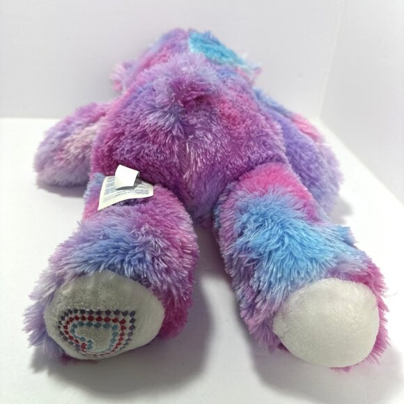 Build-A-Bear Rainbow Teddy Bear Plush 16”Pink Purple Blue Heart Embroidery Patch - Picture 8 of 12